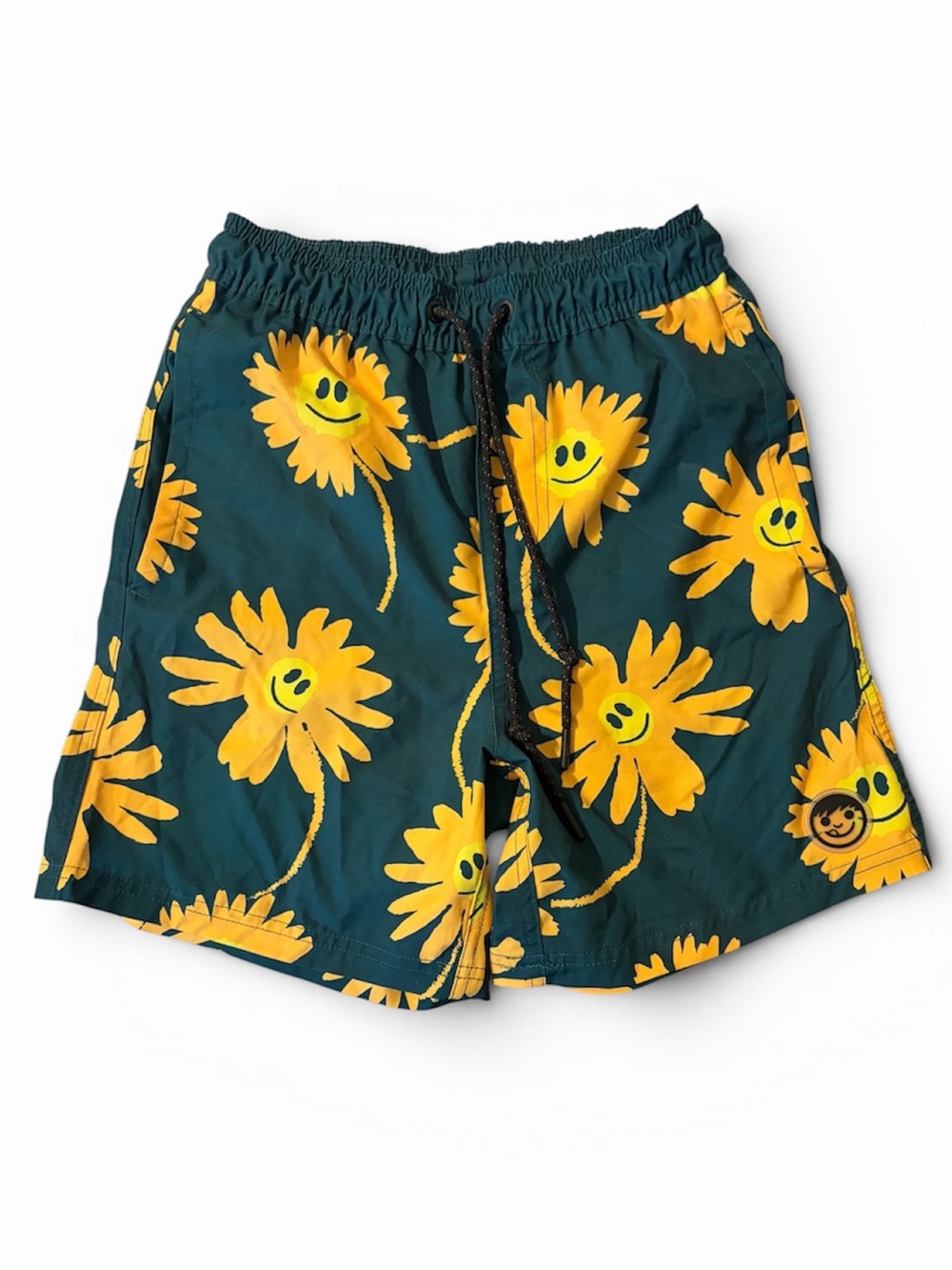 Neff Green Floral Smiley Face Swim Shorts Size Small